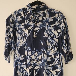 Puritan Navy and Cream Leaf Pattern Shirt